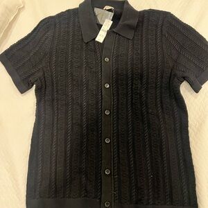 NWT JCREW Short-sleeve heritage cotton pointelle-stitch sweater-polo